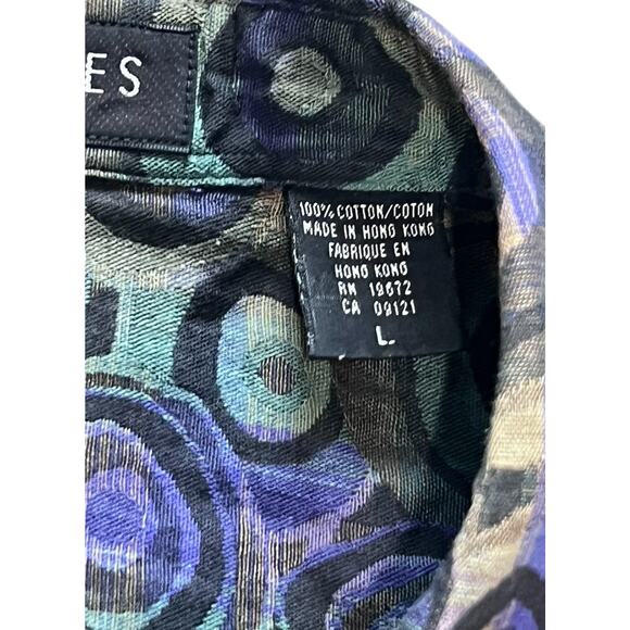 Vintage Jhane Barnes Mens Shirt Large Hong Kong Geometric Club Rave - Picture 4 of 6